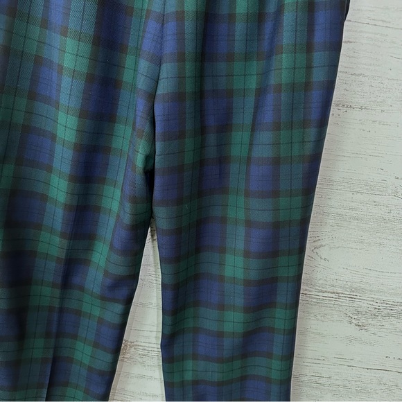PENDLETON Blackwatch Plaid 100% Virgin Wool High Rise Straight Leg Pants 2P - Picture 6 of 11